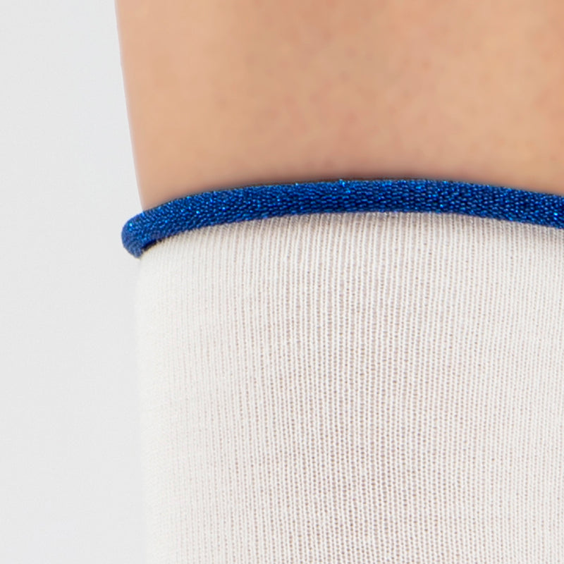Cashmere Crew Sock | Winter White with Navy Trim