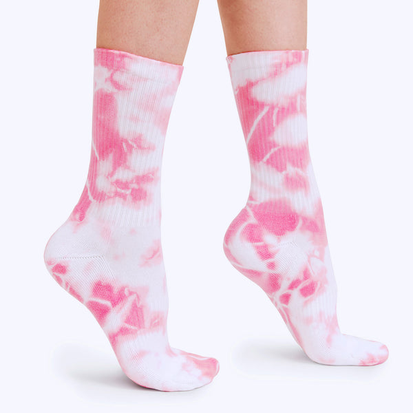 Ribbed Crew Sock | Pink Tie Dye