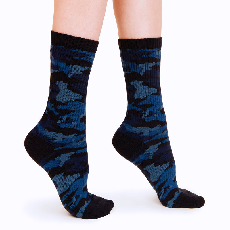 Ribbed Crew Sock | Blue Camo